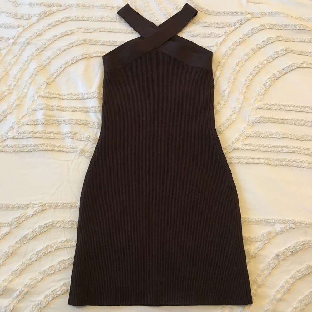ARITZIA BABATON SMALL Elegant Brown Halter Dress - Picture 2 of 5